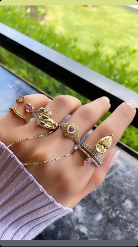 خاتم خنصر قلب سماوي - ذهبي