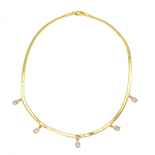 عقد فضة بتعليقات الزيركون