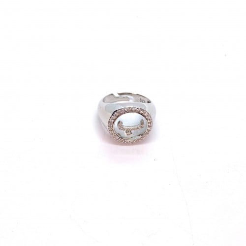 خاتم حرف ب - فضي