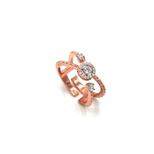 خاتم بحجر زيركون مستدير - روز قولد