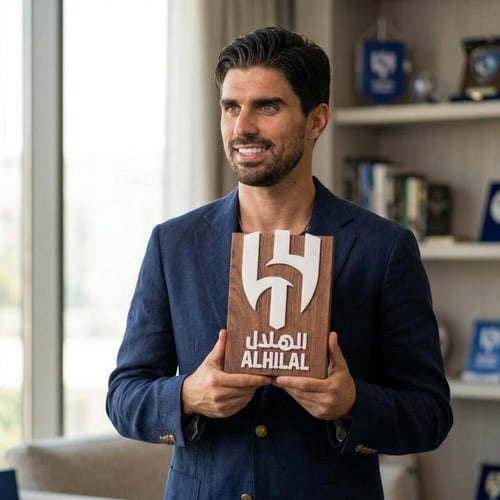 درع نادي الهلال السعودي | هدية خشب طبيعي فاخرة محف...