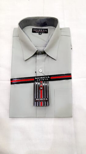 قميص المريع رجال - فضي نص كم