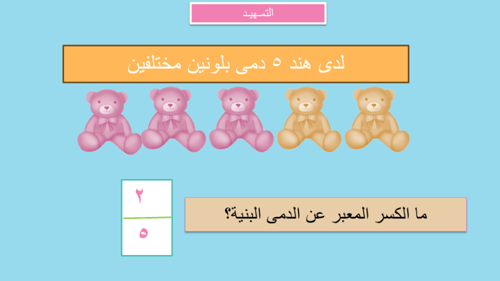 درس الكسور كأجزاء من مجموعة