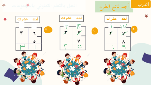طرح عدد مكون من رقم واحد من عدد مكون من رقمين