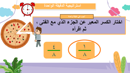 درس الكسور كأجزاء من مجموعة