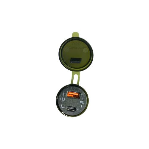 منفذ شحن Type-C + منفذ USB شحن سريع QC شكل دائري م...