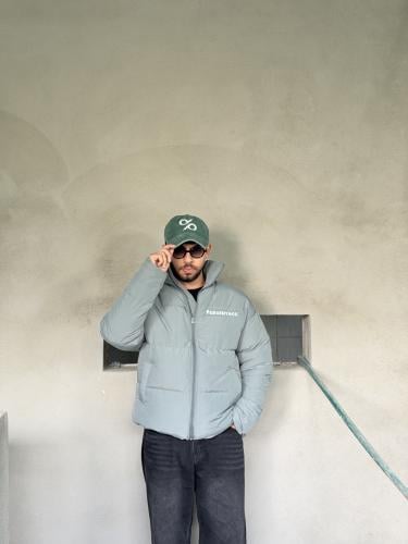 Washed green fabric cap