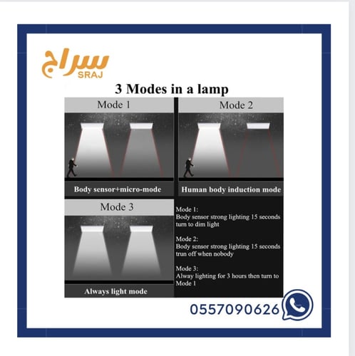 مصباح حائط LED يعمل بالطاقة الشمسية