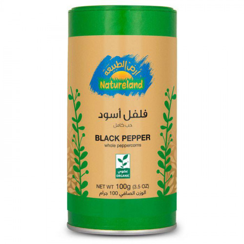فلفل أسود عضوي حب كامل 100جم أرض الطبيعة