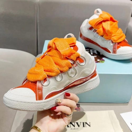 Lanvin Curb lace-up sneakers Orange