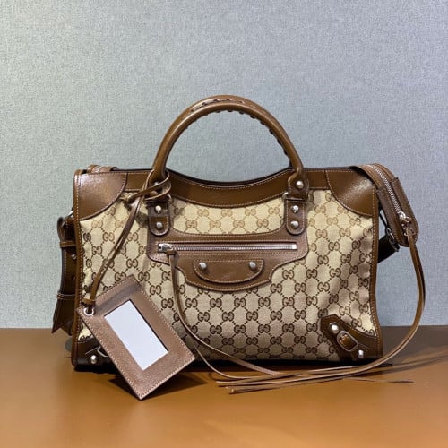 BALENCIAGA X GUCCI GG Supreme Monogram Calfskin Ne...