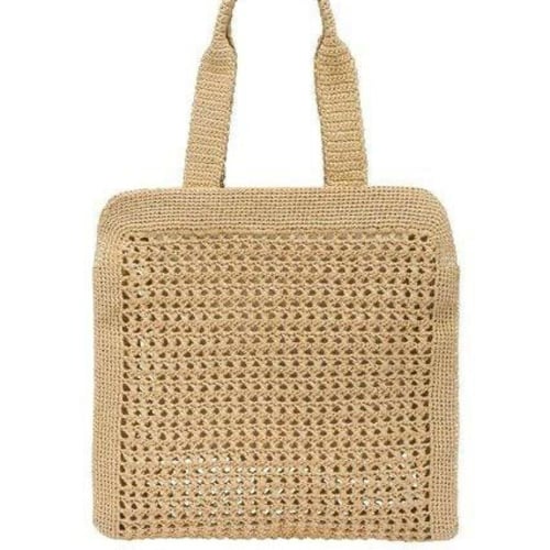 Miu Miu Crochet Raffia Tote Bag