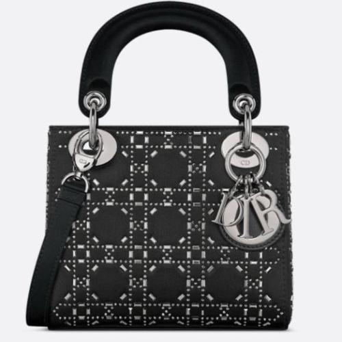Lady Dior mini shoulder bag Black