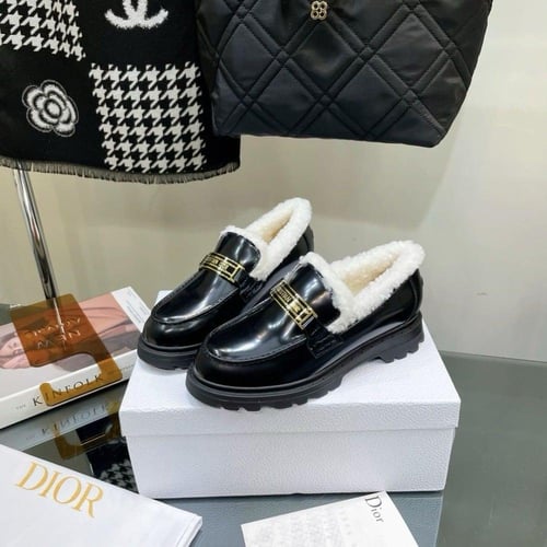 Christian Dior Black Brushed Leather Shearling Dio...