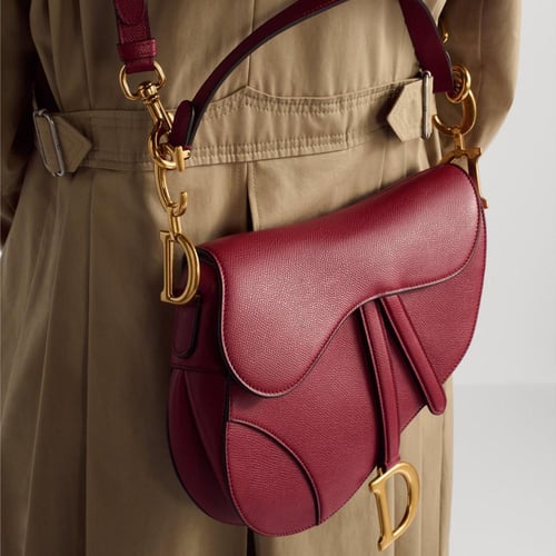 Dior Saddle Bag with Drawstring Red