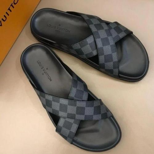 louis vuitton slippers Gray and Black