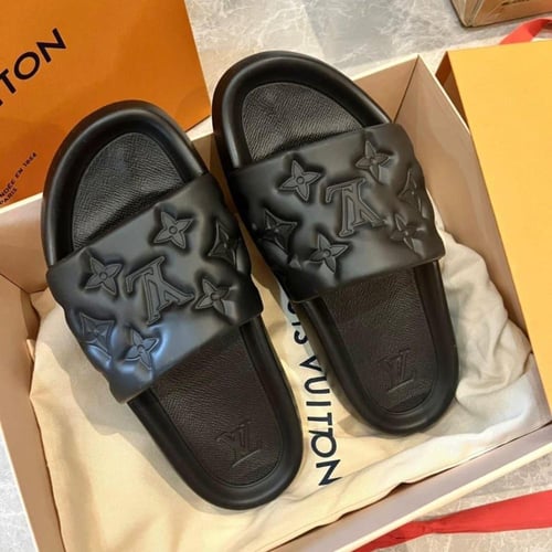 louis vuitton slippers Black