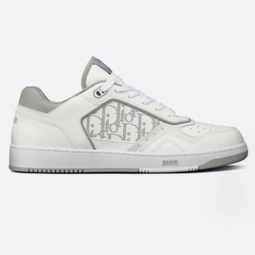 B27 LOW-TOP SNEAKER White and Gray Smooth Calfskin...