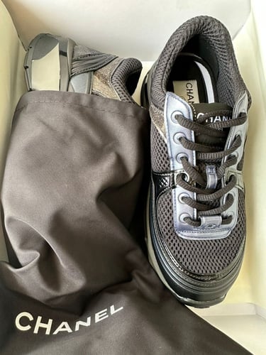 Chanel black CC Low Top Sneakers