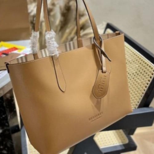 BURBERRY Beige Leather And Haymarket bag