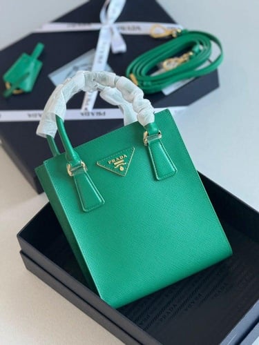 PRADA leather tote bag-Green