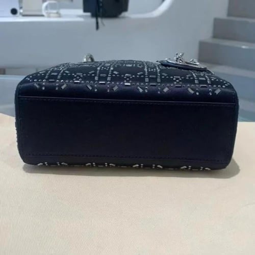 Lady Dior mini shoulder bag Black