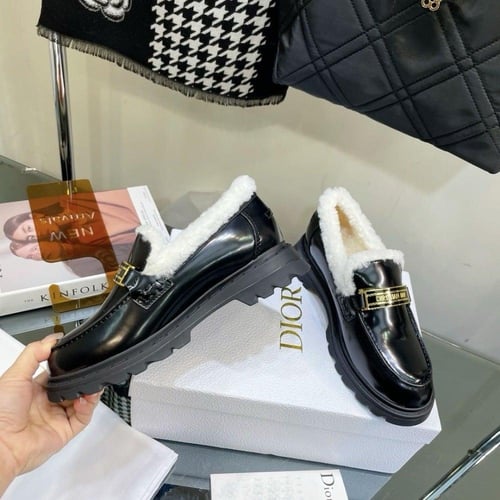 Christian Dior Black Brushed Leather Shearling Dio...