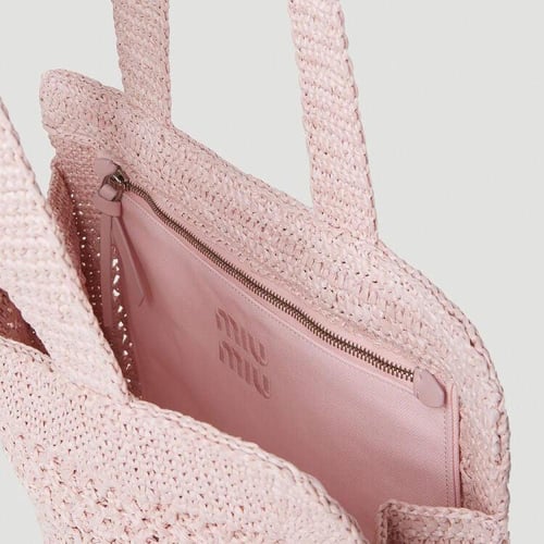 Miu Miu Crochet Raffia Tote Bag
