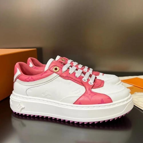 LOUIS VUITTON Time Out Sneakers White&Pink Monogra...