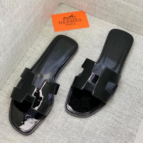 ‏ Hermès Oran Black slipper