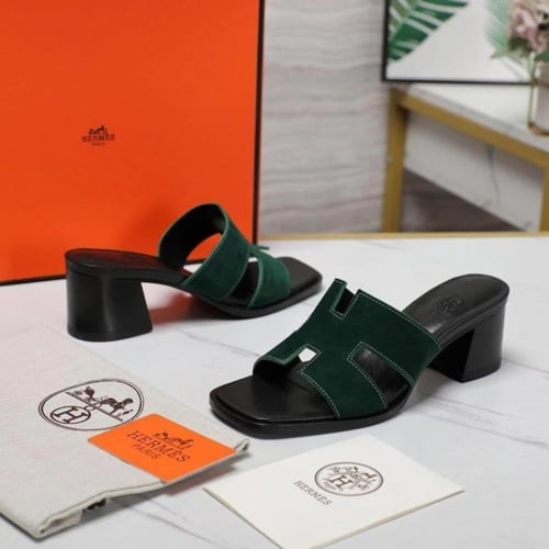 ‏ Hermès Oran Olive Green slipper