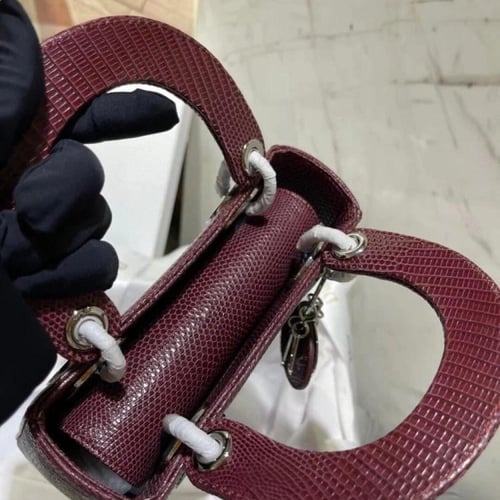 Lady Dior Mini Tote Burgundy