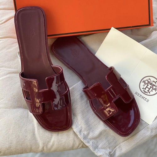 ‏ Hermès Oran Maroon slipper