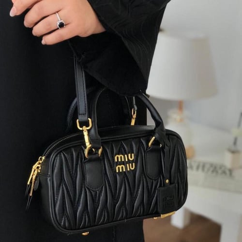 MIU MIU Small Leather Matelassé Arcadie Top-Handle...