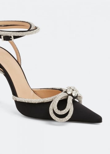 MACH AND MACH Double bow satin black pumps