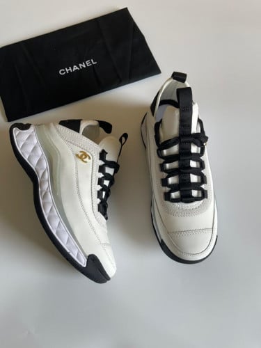 Chanel white shoes - Nylon And Suede CC Low Top Sn...