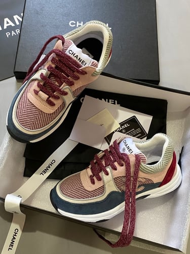 Sneakers Fabric & Suede Calfskin Ivory, pink