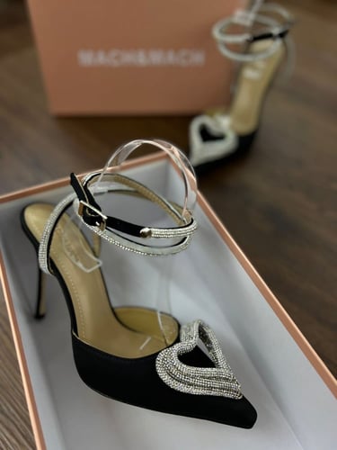 Mach & Mach 110mm Triple Heart satin pumps