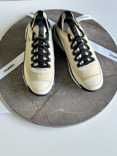 Chanel pink shoes - Nylon And Suede CC Low Top Sne...