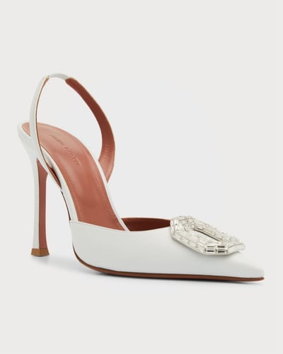 AMINA MUADDI Camelia Pointed Leather Slingback Pum...