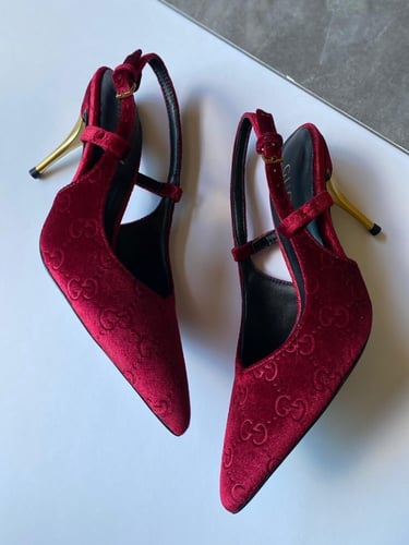 GUCCI GG velvet slingback pumps