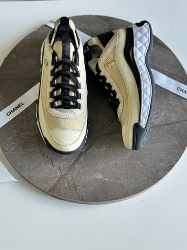 Chanel pink shoes - Nylon And Suede CC Low Top Sne...