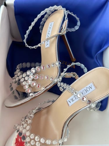 AQUAZZURA selver high heels sandals