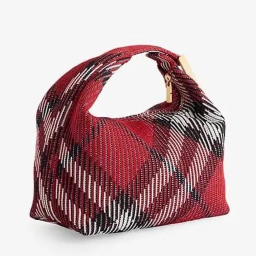 BURBERRY Peg Duffle Mini Woven Top-Handle Bag