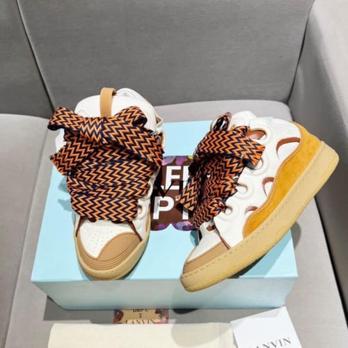 Lanvin Curb lace-up sneakers Beige