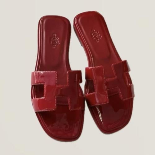‏ Hermès Oran burgandy slipper