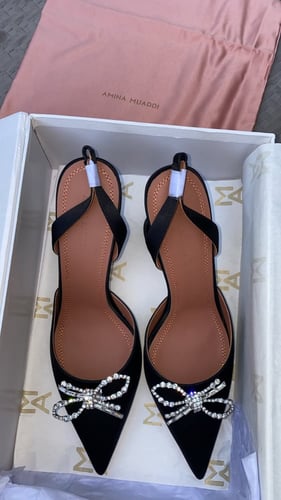 AMINA MUADDI Rosie satin slingback pumps