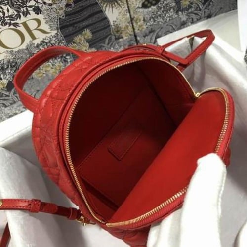 Lambskin Cannage Dioramour Mini Backpack Bright Re...