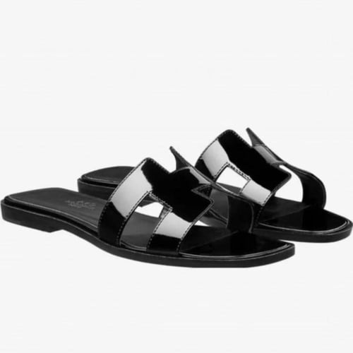 ‏ Hermès Oran Black slipper