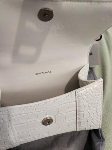 BALENCIAGA Hourglass XS leather crossbody bag - Wh...